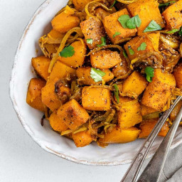Roasted Butternut Squash with Indian Spices and Caramelized Onions