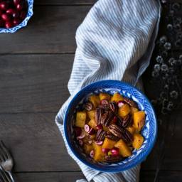 Roasted Butternut Squash with Maple Pecans and Cranberries