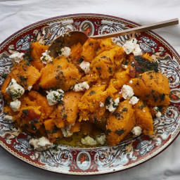 Roasted Butternut with Herb Oil and Goat Cheese