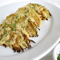 Roasted Cabbage Wedges with Onion Dijon Sauce