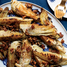 Roasted Cabbage with Warm Walnut-Rosemary Dressing