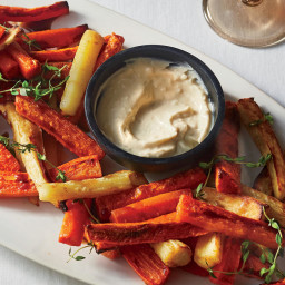 Roasted Carrot and Parsnip Batons With Tahini Dip