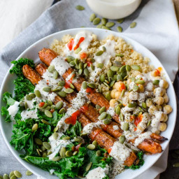 Roasted Carrot, Kale and Quinoa Bowl