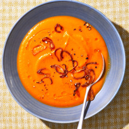 Roasted Carrot Soup With Crispy Shallots