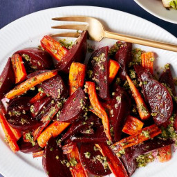 Roasted Carrots and Beets with Pecan Pesto