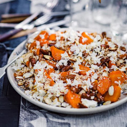 Roasted carrots with feta, almonds and sherry caramel