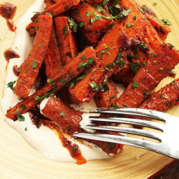 Roasted Carrots With Harissa and Crème Fraîche Recipe