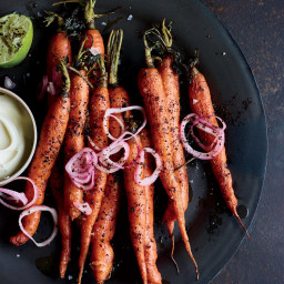 Roasted Carrots with Lebneh, Urfa, Pickled Shallots and Lime