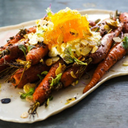 Roasted carrots with salted ricotta and honey