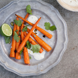 Roasted Carrots with Tequila Lime Yogurt Sauce