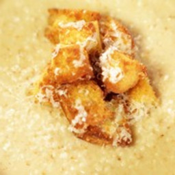 Roasted Cauliflower Soup with Parmesan Croutons