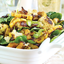 Roasted Cauliflower with Delicata Squash and Baby Spinach
