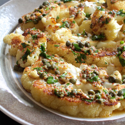 Roasted Cauliflower with Mustard Caper Brown Butter