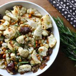 Roasted Cauliflower with Pine Nuts and Dates