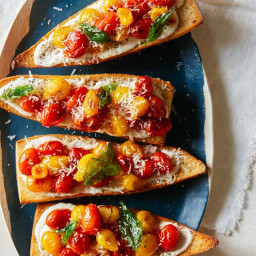 Roasted Cherry Tomato and Whipped Feta Toast Points
