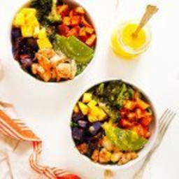Roasted Chicken Buddha Bowls with Spicy Mango Sauce
