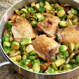 Roasted Chicken Thighs With Brussels Sprouts and Pears