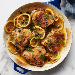 Roasted Chicken Thighs with Lemon & Vermouth