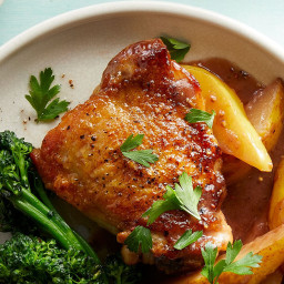 Roasted Chicken Thighs with Pear-Mustard Sauce