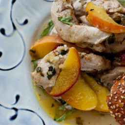 Roasted Chicken Thighs With Peaches, Basil and Ginger