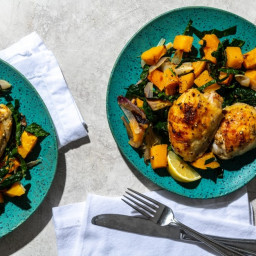 Roasted Chicken With Butternut Squash and Kale 