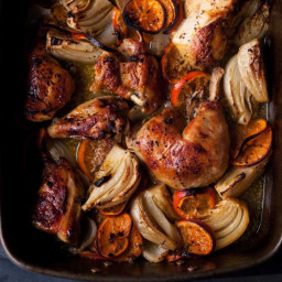 Roasted chicken with clementines and arak