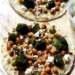 Roasted Chickpea and Broccoli Hummus Flatbread