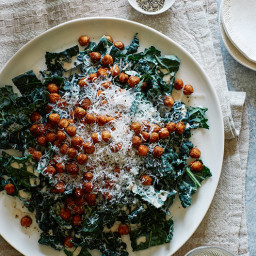 Roasted Chickpea and Kale Salad with a Tahini Dressing