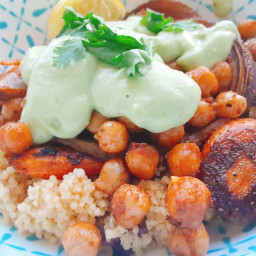 Roasted Chickpeas with Avocado Crema & Couscous