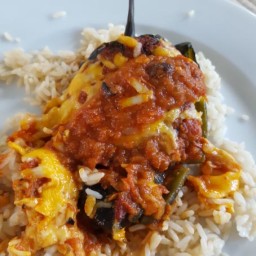 Roasted Chile Rellenos with Black Beans