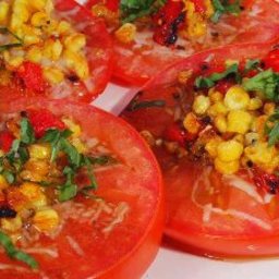 Roasted Corn and Tomato Salad with Herbed Oil