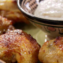 Roasted Curry Chicken Thighs with Yogurt Cumin Sauce
