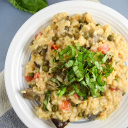 Roasted Eggplant Risotto with Capers and Basil