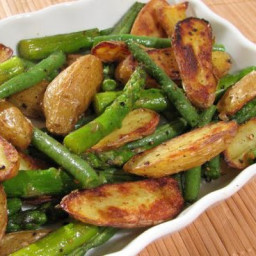 Roasted Fingerling Potatoes with Asparagus and Green Beans