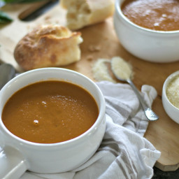 Roasted Garlic, Butternut Squash, and Tomato Soup