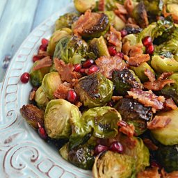 Roasted Honey Balsamic Brussels Sprouts with Bacon and Pomegranate Seeds