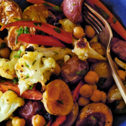 Roasted Indian-Spiced Vegetables and Chickpeas with Raisins