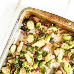 Roasted Maple Brussels Sprouts with Apple and Walnuts