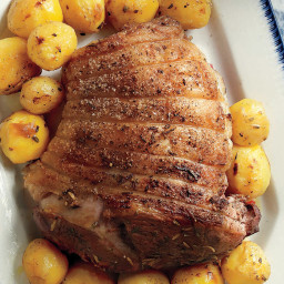 Roasted Marinated Lamb with Lemon and Rosemary Potatoes