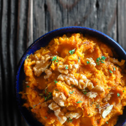 Roasted Mashed Sweet Potato with Thyme and Molasses