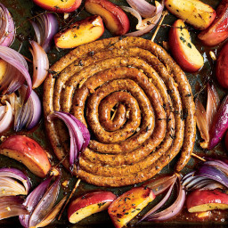 Roasted Merguez Sausage with Apples and Onions