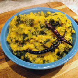 Roasted Moong Dal with Mustard Greens