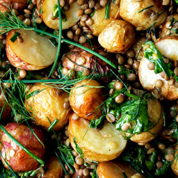 Roasted New Potato Salad with Lentils + Herb Dressing