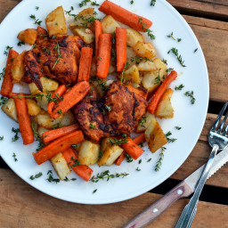 Roasted Paprika Chicken Thighs with Carrots & Potatoes