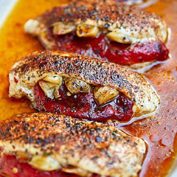 Roasted Pepper and Garlic Baked Stuffed Chicken Breast