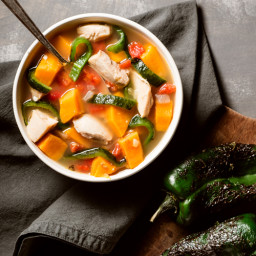 Roasted Poblano and Sweet Potato Chicken Soup