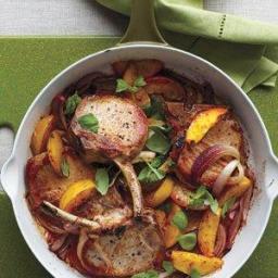 Roasted Pork Chops and Peaches