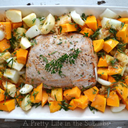 Roasted Pork with Brown Sugar and Rosemary Roasted Butternut Squash and App