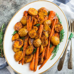 Roasted Potatoes and Carrots with Rosemary and Honey