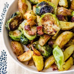Roasted Potatoes with Bacon and Brussels Sprouts
